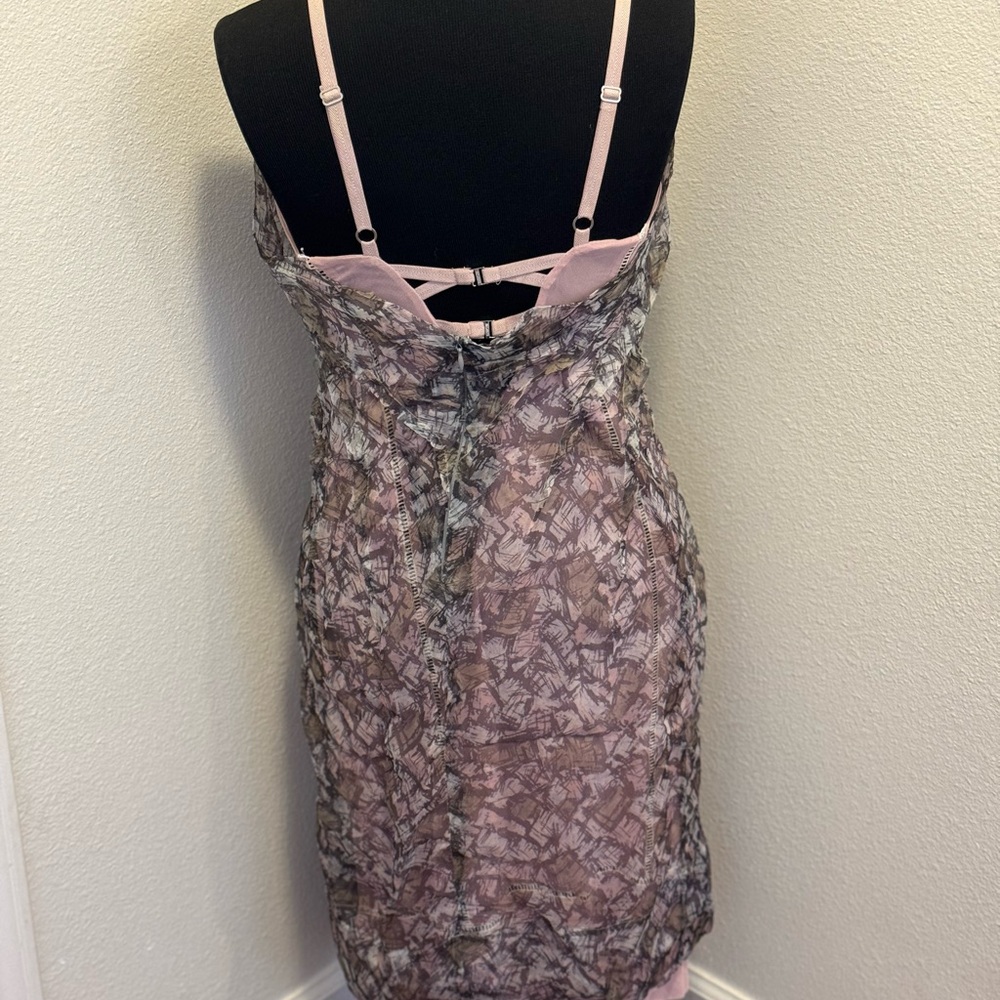 BCBG Maxazria Runway Silk Dress Sheath Cocktail Pink Mauve Semi Sheer M - Picture 8 of 11
